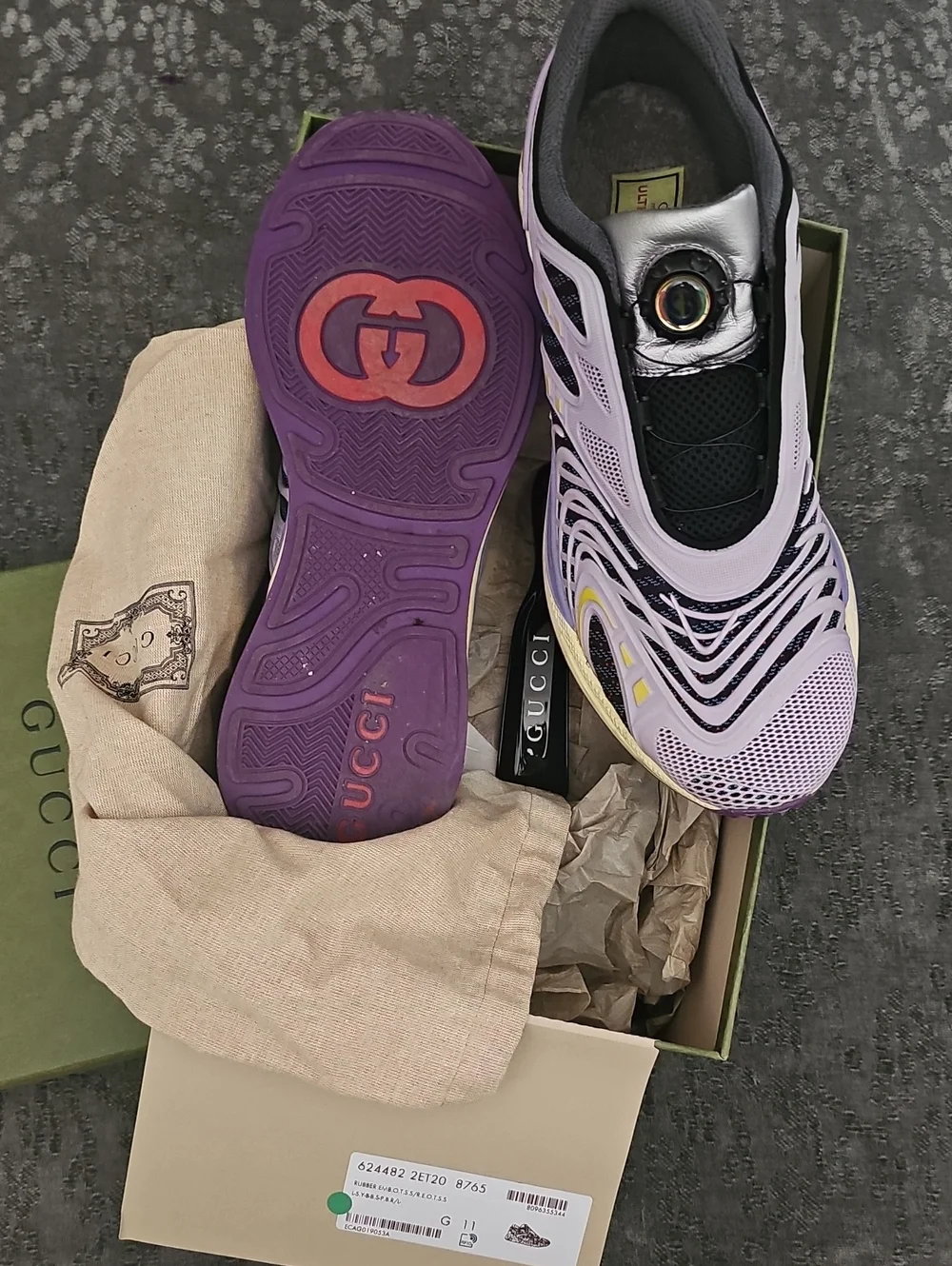 Gucci Lavender and Purple Mesh Runner Sneakers